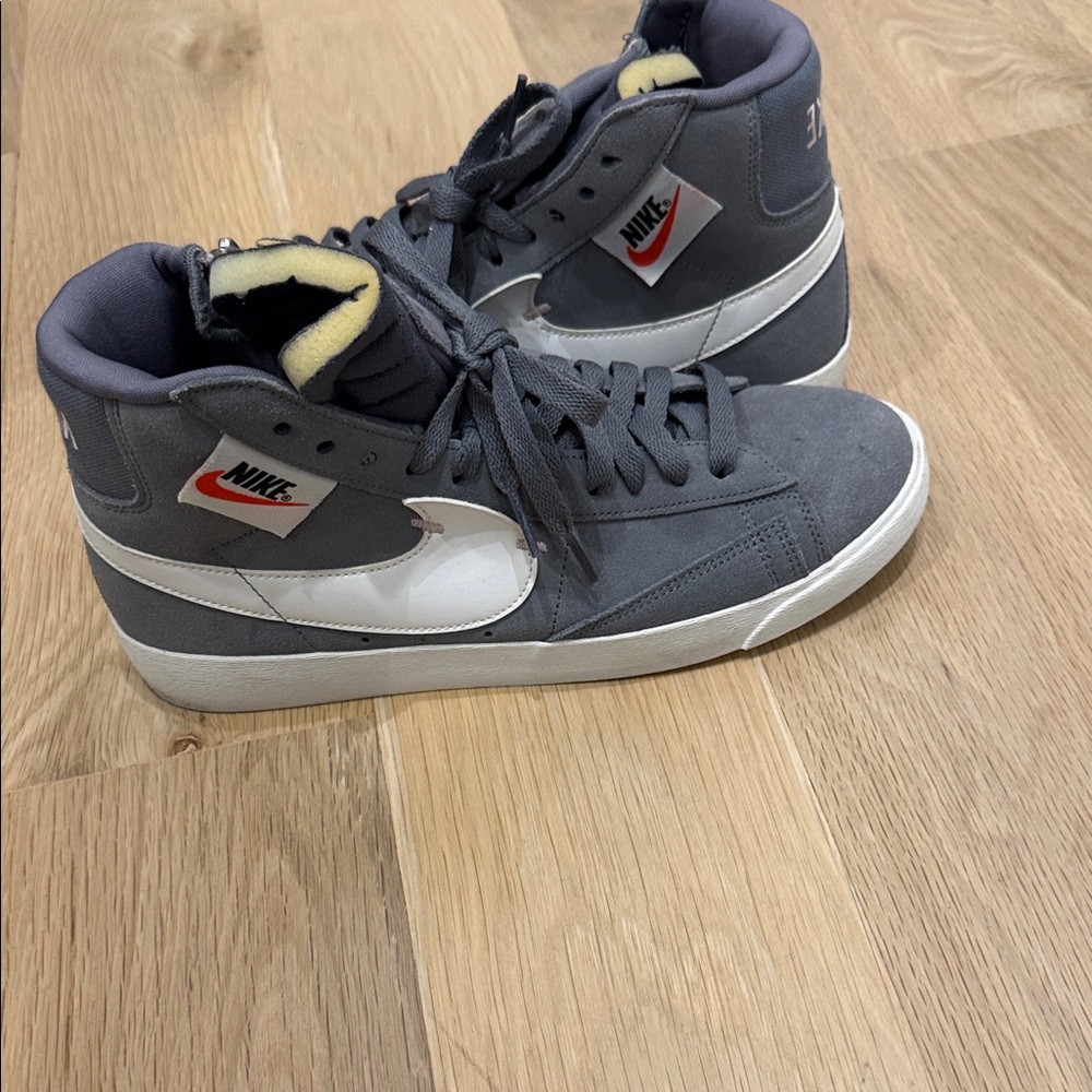 Nike Gray and White High-Top Sneakers